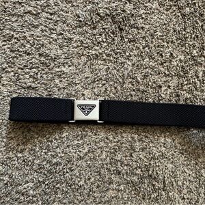 Prada Black Fabric Belt with Silver Clasp